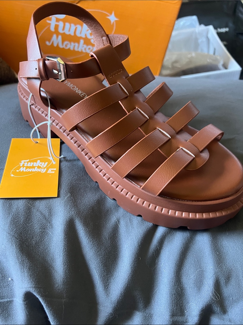 Funky Monkey Women's Brown Strappy Platform Sandal